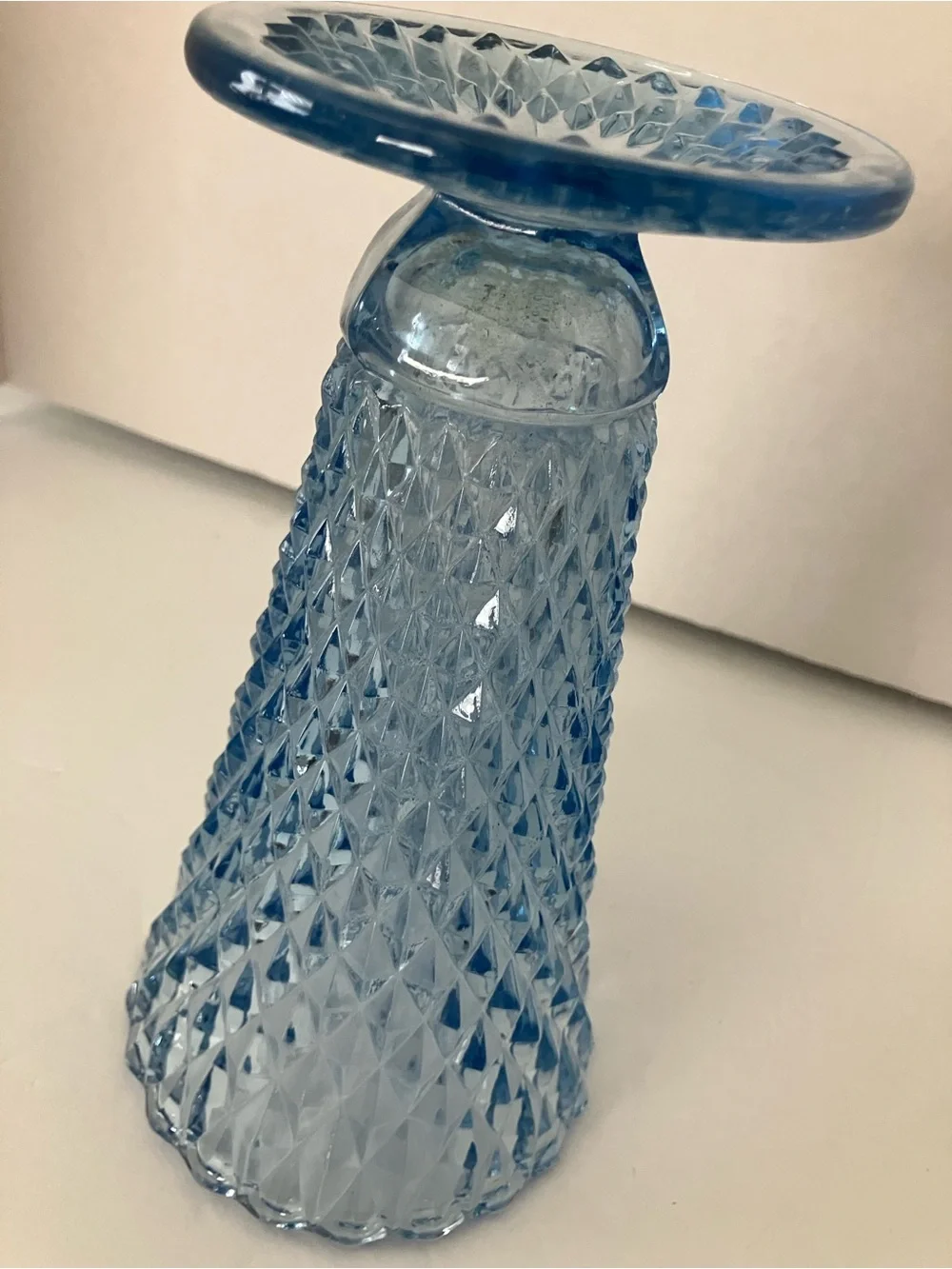 Vintage Indiana Glass Blue Diamond-Pattern